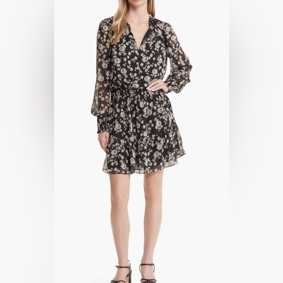 Chelsea 28 Floral Print Long Sleeve Chiffon Dress Size XS - Picture 1 of 8